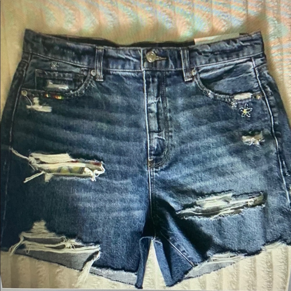 Women's Distressed Denim Athletic Shorts